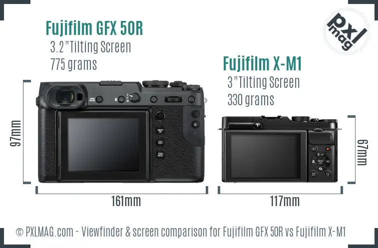 Fujifilm GFX 50R vs Fujifilm X-M1 Screen and Viewfinder comparison Fujifilm GFX 50R vs Fujifilm X-M1 Screen and Viewfinder comparison