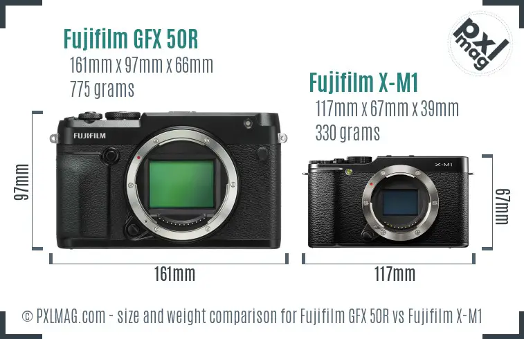 Fujifilm GFX 50R vs Fujifilm X-M1 size comparison Fujifilm GFX 50R vs Fujifilm X-M1 size comparison
