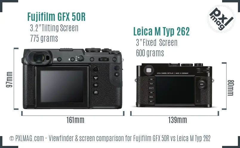 Fujifilm GFX 50R vs Leica M Typ 262 Screen and Viewfinder comparison