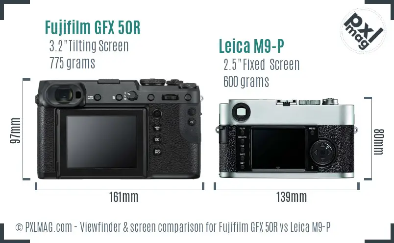 Fujifilm GFX 50R vs Leica M9-P Screen and Viewfinder comparison