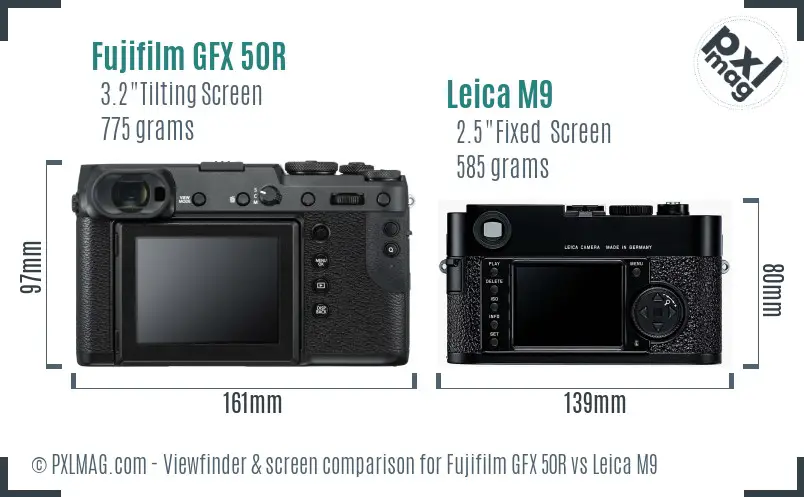 Fujifilm GFX 50R vs Leica M9 Screen and Viewfinder comparison