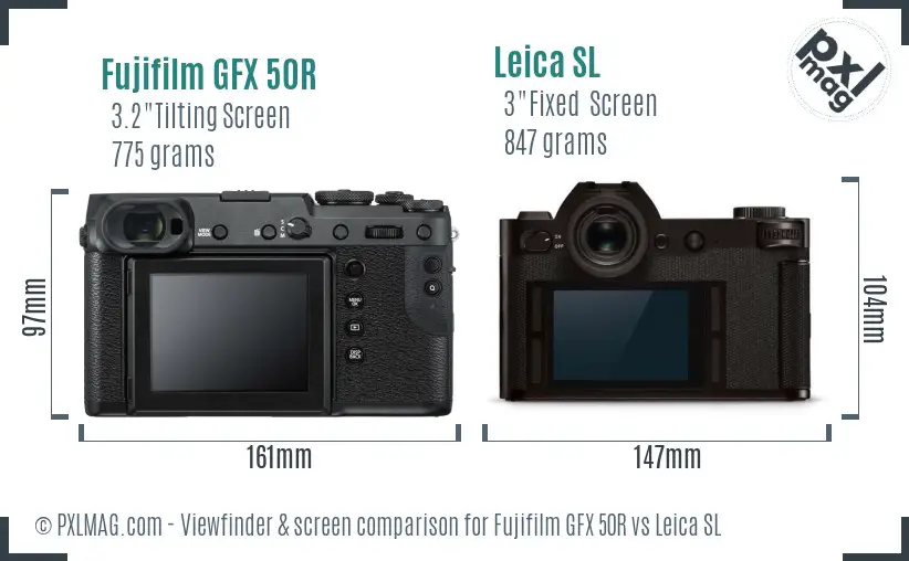 Fujifilm GFX 50R vs Leica SL Screen and Viewfinder comparison