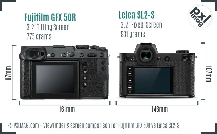 Fujifilm GFX 50R vs Leica SL2-S Screen and Viewfinder comparison