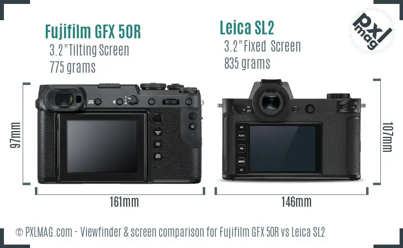 Fujifilm GFX 50R vs Leica SL2 Screen and Viewfinder comparison Fujifilm GFX 50R vs Leica SL2 Screen and Viewfinder comparison