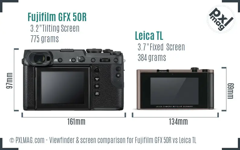 Fujifilm GFX 50R vs Leica TL Screen and Viewfinder comparison