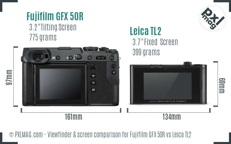 Fujifilm GFX 50R vs Leica TL2 Screen and Viewfinder comparison