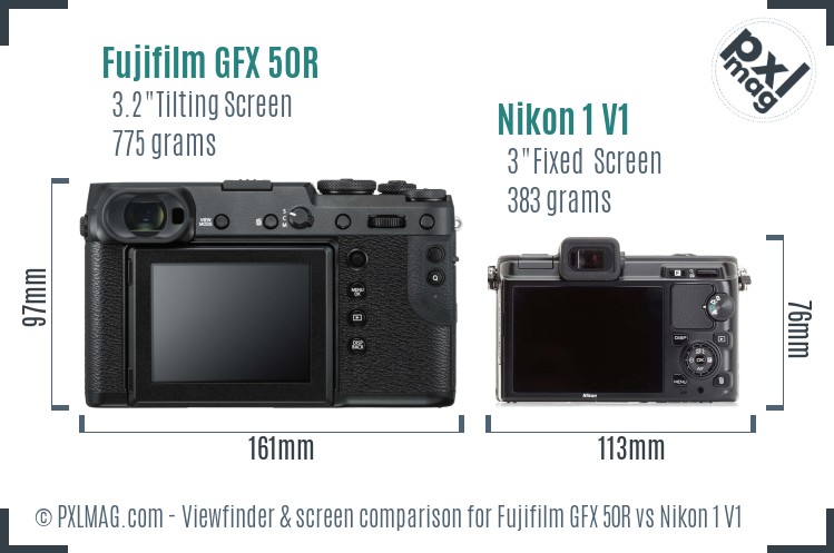 Fujifilm GFX 50R vs Nikon 1 V1 Screen and Viewfinder comparison