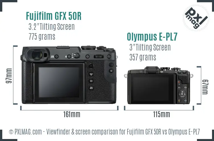 Fujifilm GFX 50R vs Olympus E-PL7 Screen and Viewfinder comparison