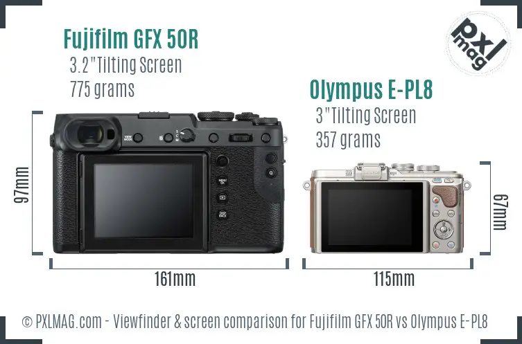 Fujifilm GFX 50R vs Olympus E-PL8 Screen and Viewfinder comparison Fujifilm GFX 50R vs Olympus E-PL8 Screen and Viewfinder comparison
