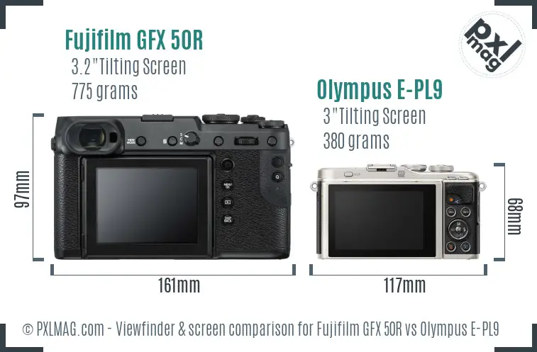 Fujifilm GFX 50R vs Olympus E-PL9 Screen and Viewfinder comparison