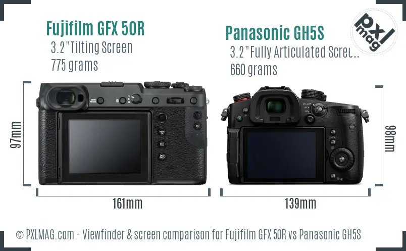 Fujifilm GFX 50R vs Panasonic GH5S Screen and Viewfinder comparison