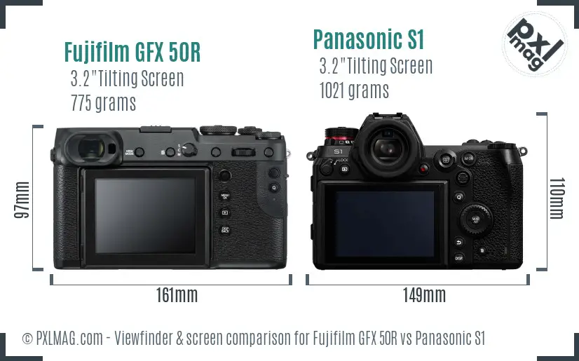 Fujifilm GFX 50R vs Panasonic S1 Screen and Viewfinder comparison