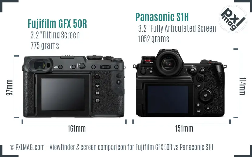 Fujifilm GFX 50R vs Panasonic S1H Screen and Viewfinder comparison