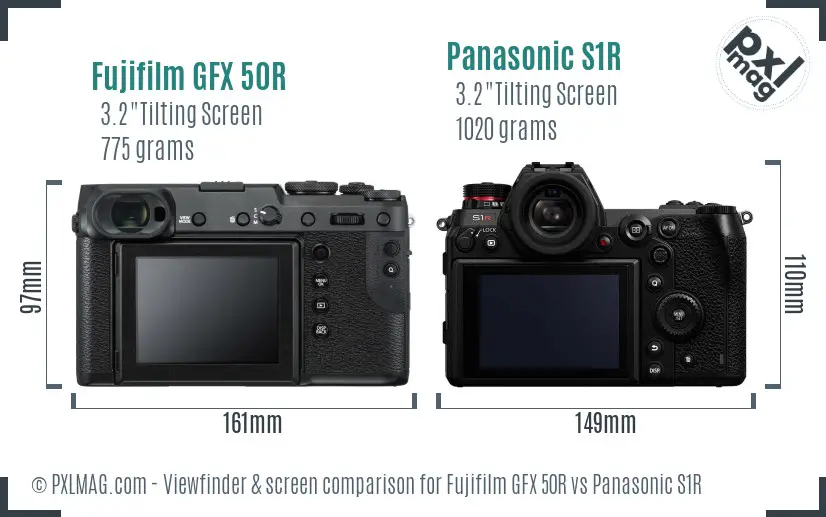 Fujifilm GFX 50R vs Panasonic S1R Screen and Viewfinder comparison