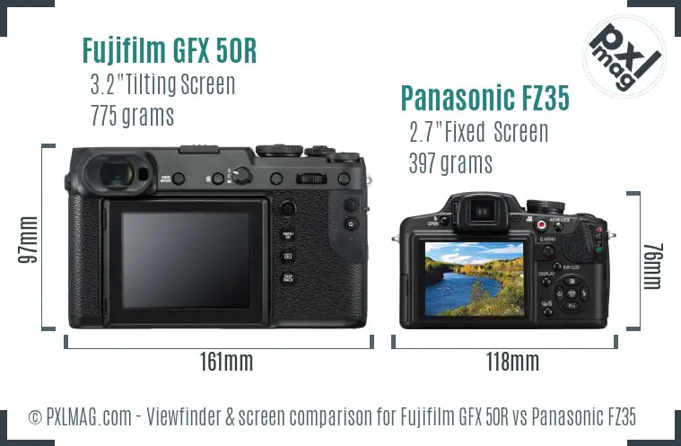 Fujifilm GFX 50R vs Panasonic FZ35 Screen and Viewfinder comparison