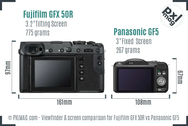 Fujifilm GFX 50R vs Panasonic GF5 Screen and Viewfinder comparison