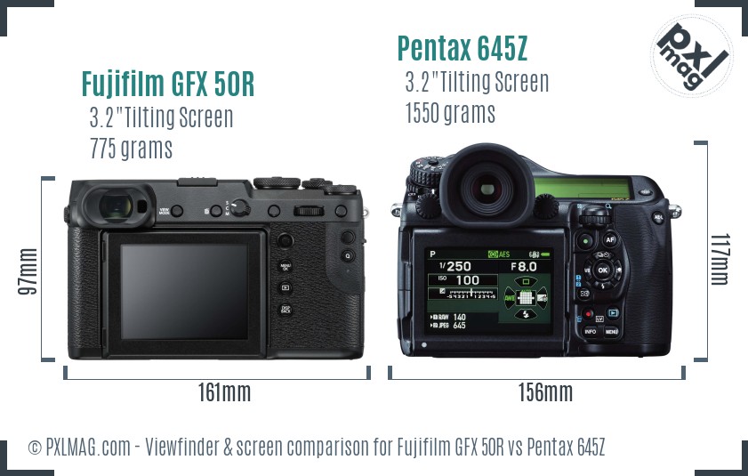 Fujifilm GFX 50R vs Pentax 645Z Screen and Viewfinder comparison