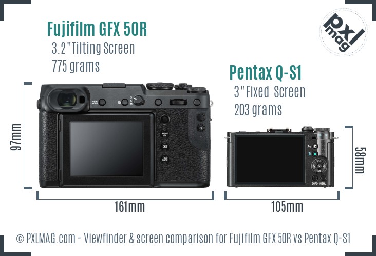 Fujifilm GFX 50R vs Pentax Q-S1 Screen and Viewfinder comparison