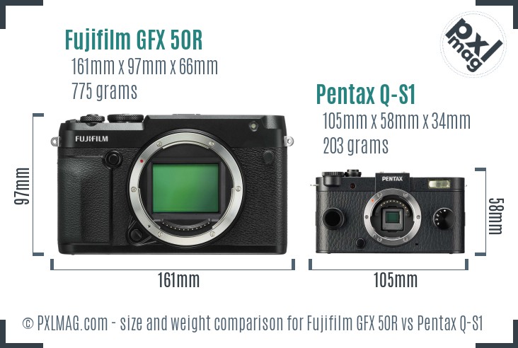 Fujifilm GFX 50R vs Pentax Q-S1 size comparison Fujifilm GFX 50R vs Pentax Q-S1 size comparison