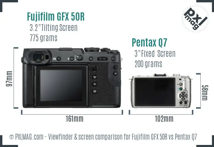 Fujifilm GFX 50R vs Pentax Q7 Screen and Viewfinder comparison