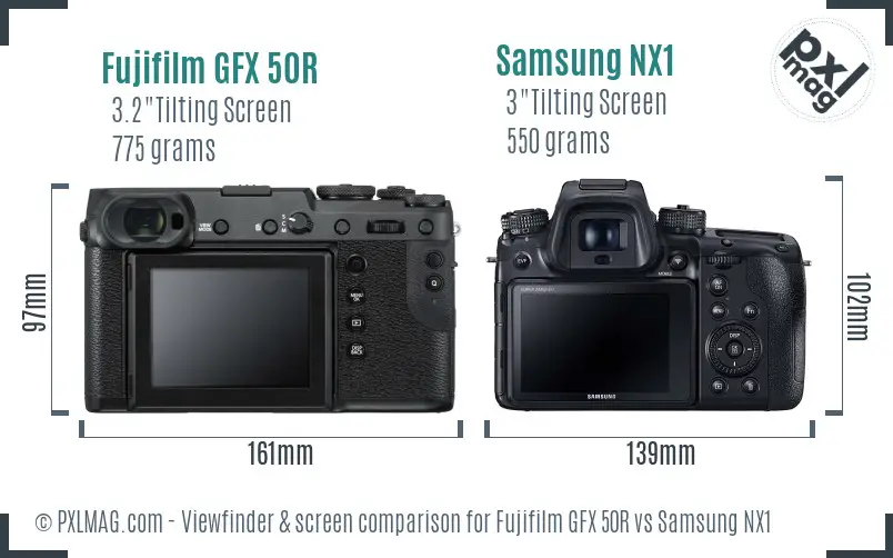 Fujifilm GFX 50R vs Samsung NX1 Screen and Viewfinder comparison Fujifilm GFX 50R vs Samsung NX1 Screen and Viewfinder comparison