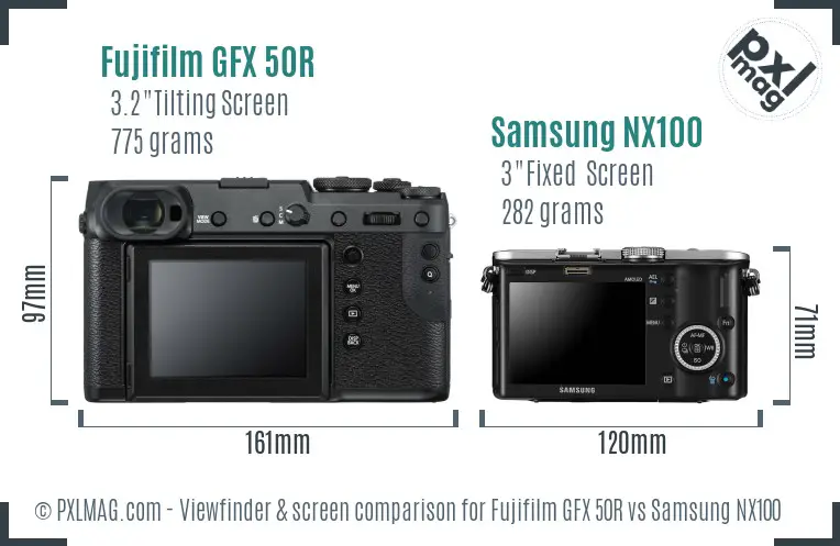 Fujifilm GFX 50R vs Samsung NX100 Screen and Viewfinder comparison