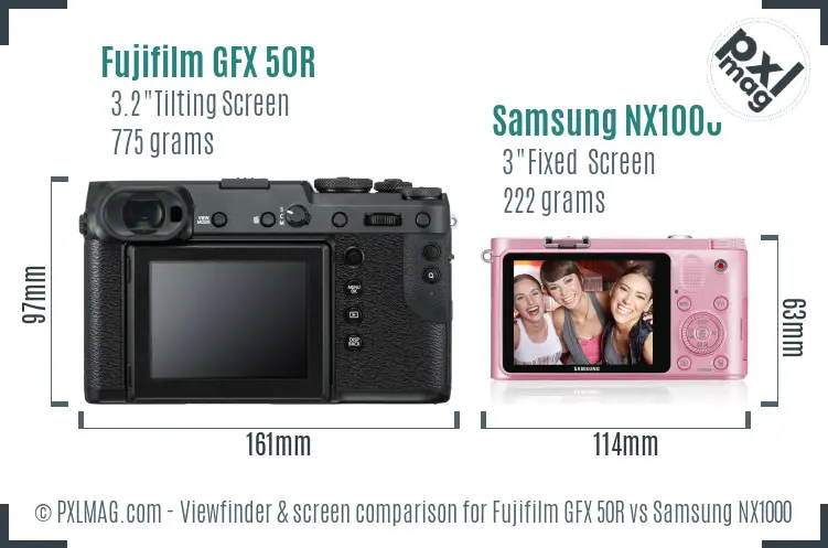 Fujifilm GFX 50R vs Samsung NX1000 Screen and Viewfinder comparison
