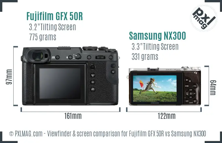 Fujifilm GFX 50R vs Samsung NX300 Screen and Viewfinder comparison