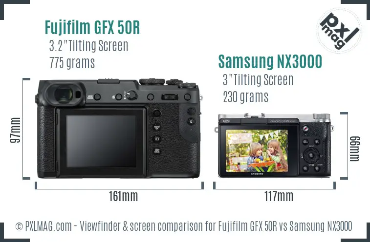 Fujifilm GFX 50R vs Samsung NX3000 Screen and Viewfinder comparison