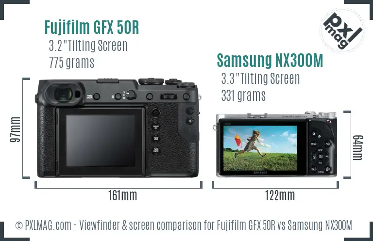 Fujifilm GFX 50R vs Samsung NX300M Screen and Viewfinder comparison Fujifilm GFX 50R vs Samsung NX300M Screen and Viewfinder comparison