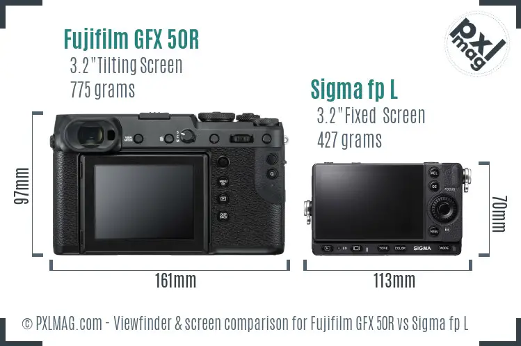 Fujifilm GFX 50R vs Sigma fp L Screen and Viewfinder comparison