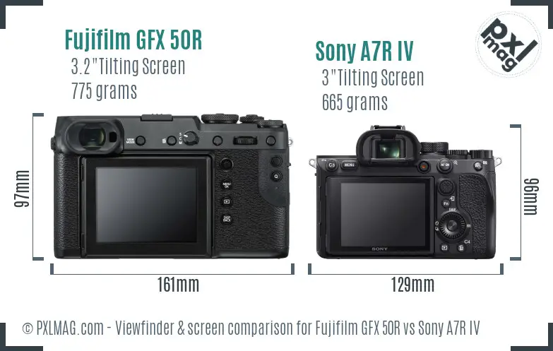 Fujifilm GFX 50R vs Sony A7R IV Screen and Viewfinder comparison