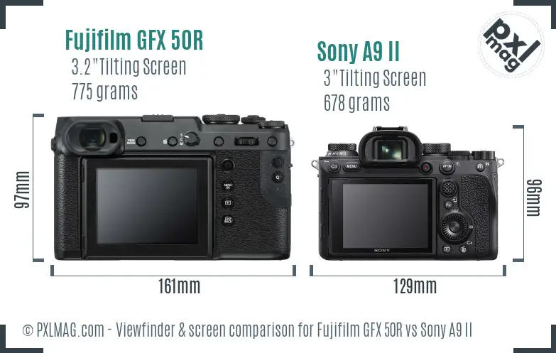 Fujifilm GFX 50R vs Sony A9 II Screen and Viewfinder comparison