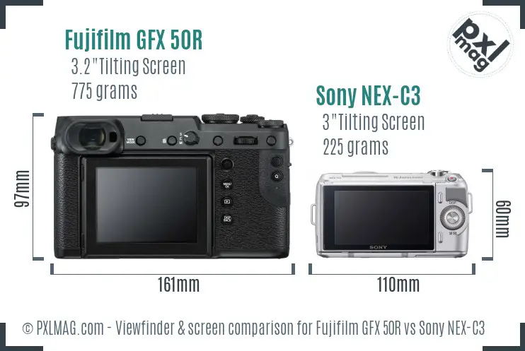 Fujifilm GFX 50R vs Sony NEX-C3 Screen and Viewfinder comparison