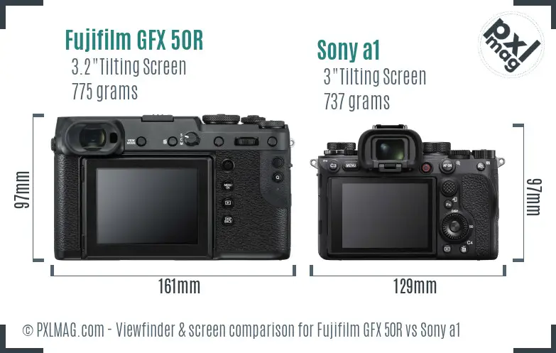 Fujifilm GFX 50R vs Sony a1 Screen and Viewfinder comparison