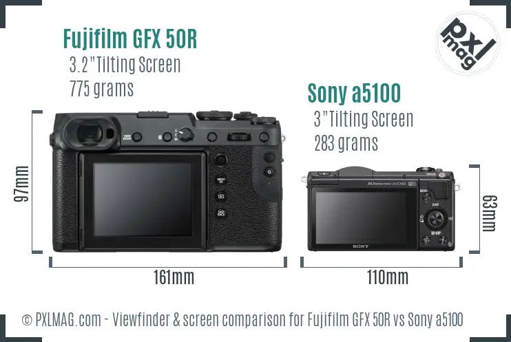 Fujifilm GFX 50R vs Sony a5100 Screen and Viewfinder comparison