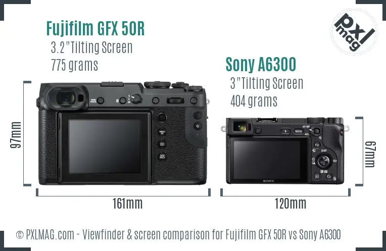 Fujifilm GFX 50R vs Sony A6300 Screen and Viewfinder comparison