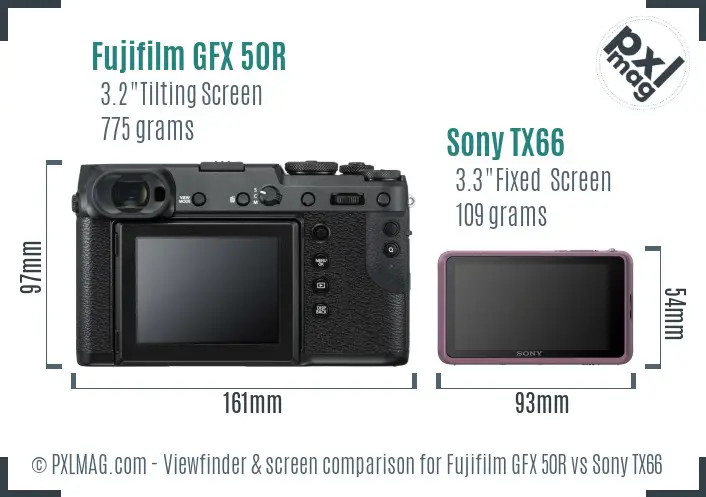 Fujifilm GFX 50R vs Sony TX66 Screen and Viewfinder comparison Fujifilm GFX 50R vs Sony TX66 Screen and Viewfinder comparison
