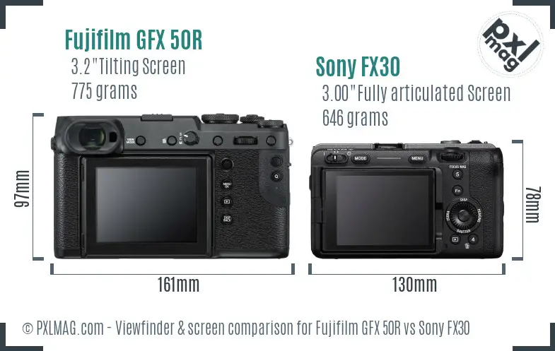 Fujifilm GFX 50R vs Sony FX30 Screen and Viewfinder comparison Fujifilm GFX 50R vs Sony FX30 Screen and Viewfinder comparison