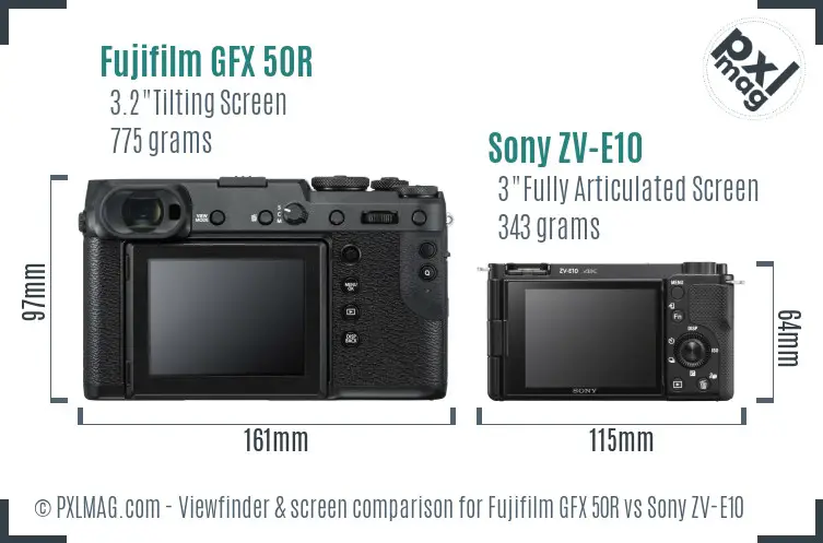 Fujifilm GFX 50R vs Sony ZV-E10 Screen and Viewfinder comparison