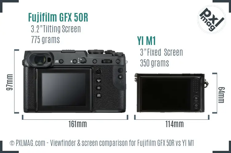 Fujifilm GFX 50R vs YI M1 Screen and Viewfinder comparison