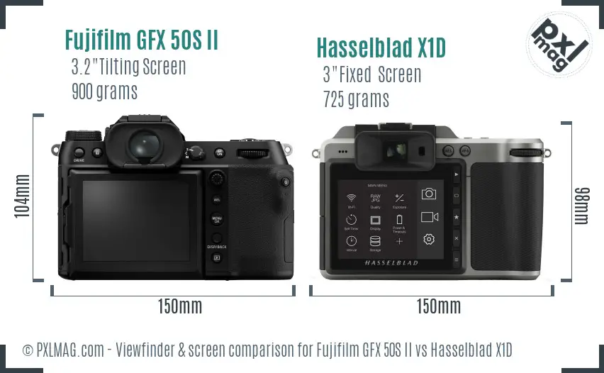 Fujifilm GFX 50S II vs Hasselblad X1D Screen and Viewfinder comparison