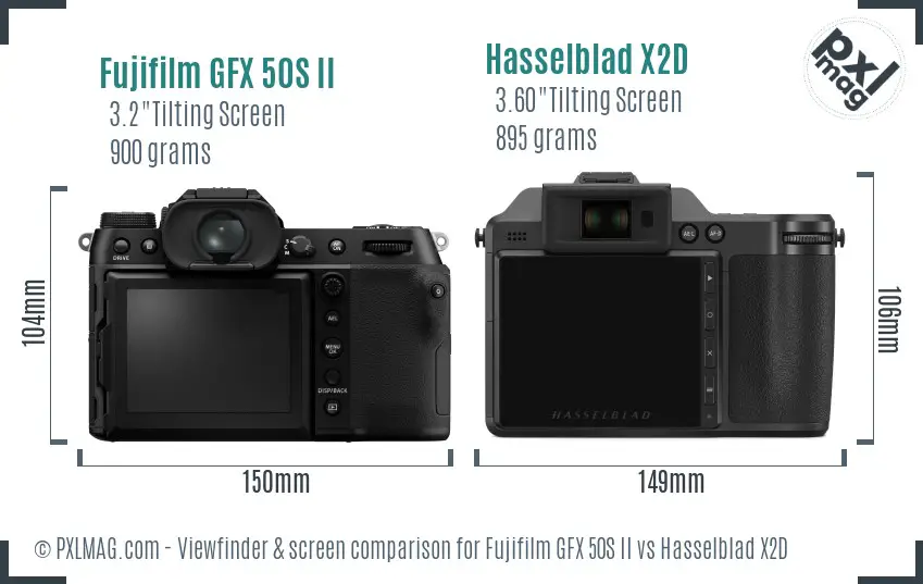 Fujifilm GFX 50S II vs Hasselblad X2D Screen and Viewfinder comparison