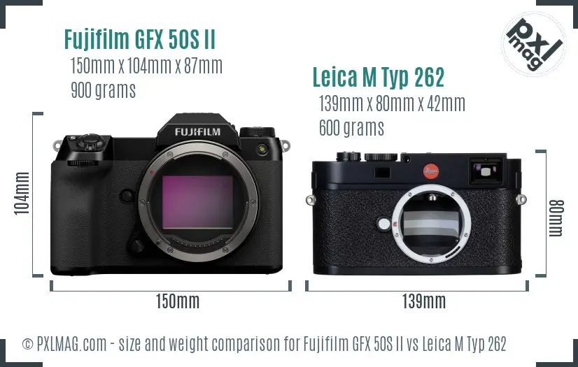 Fujifilm GFX 50S II vs Leica M Typ 262 size comparison