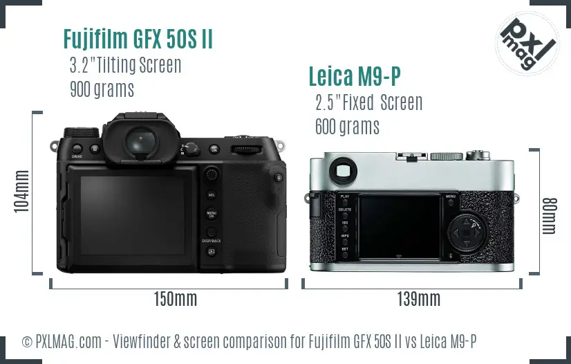 Fujifilm GFX 50S II vs Leica M9-P Screen and Viewfinder comparison