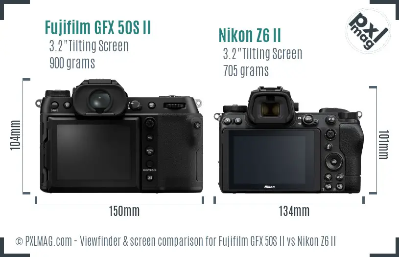 Fujifilm GFX 50S II vs Nikon Z6 II Screen and Viewfinder comparison