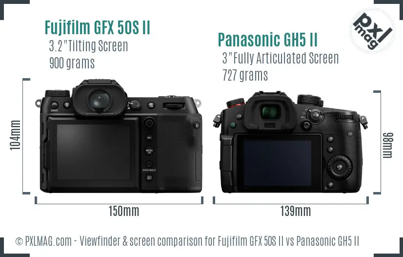 Fujifilm GFX 50S II vs Panasonic GH5 II Screen and Viewfinder comparison