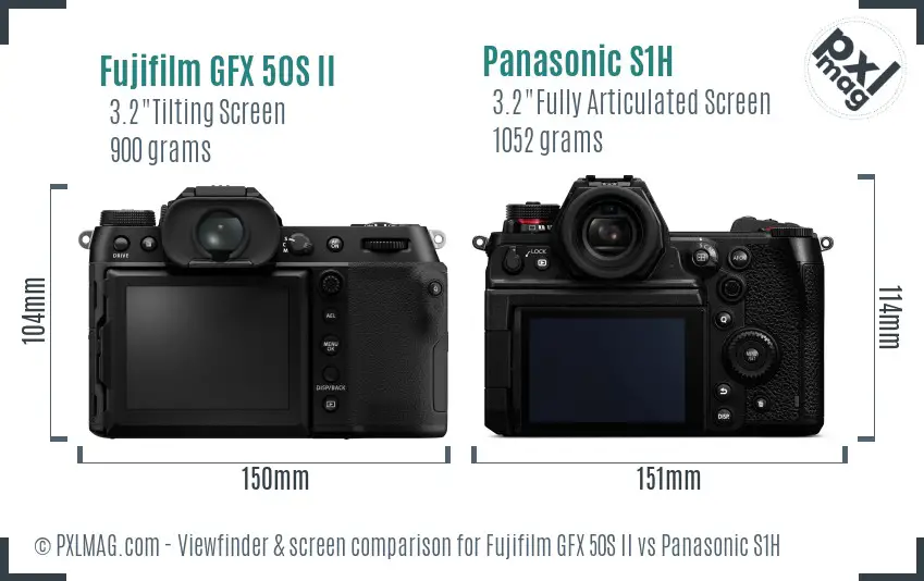 Fujifilm GFX 50S II vs Panasonic S1H Screen and Viewfinder comparison