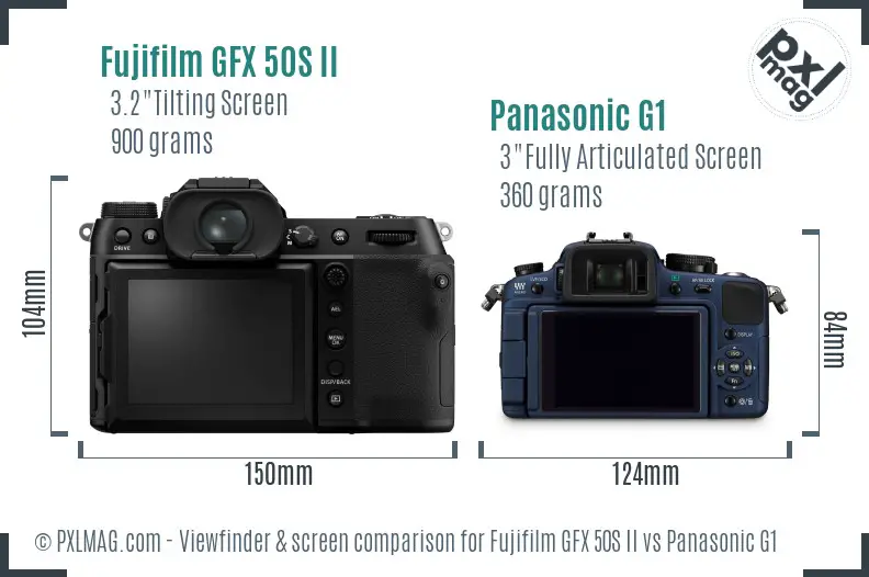 Fujifilm GFX 50S II vs Panasonic G1 Screen and Viewfinder comparison