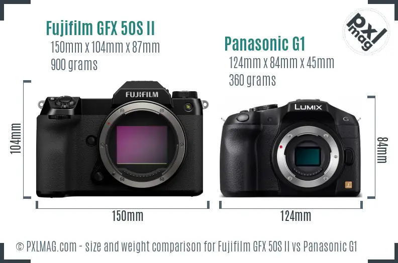 Fujifilm GFX 50S II vs Panasonic G1 size comparison